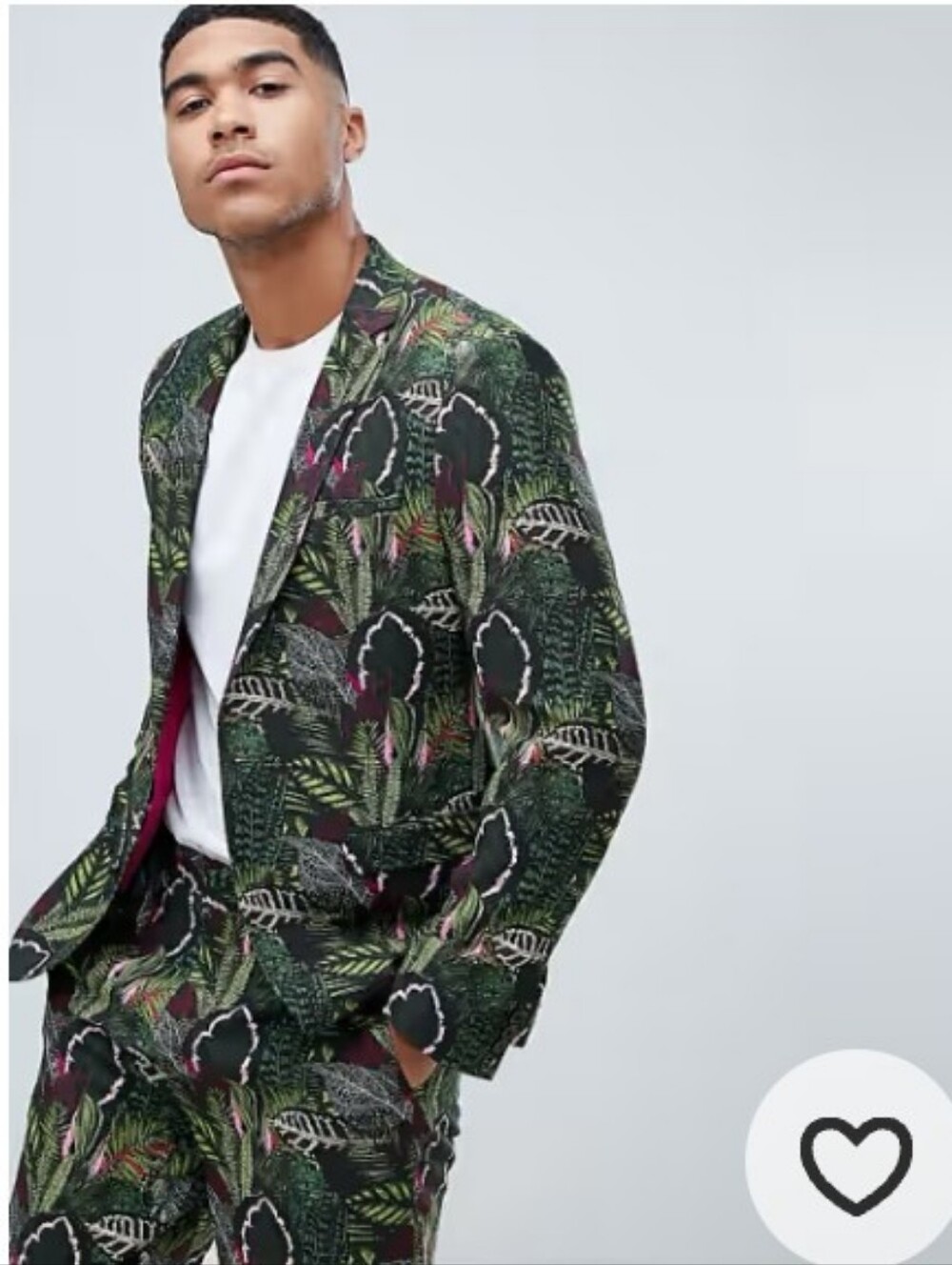 ASOS green botanical print skinny suit jacket